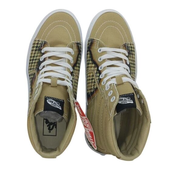 VANS SK8 Off the Wall Mens New Hi-Top Taupe Raised Lightning Bolt Sneakers-sz. 8